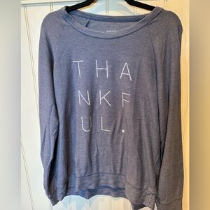 Good hYOUman Ladies Women’s Size Small Grey Blue White Thankful Sweatshirt